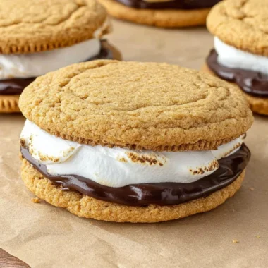 Chocolate chip cookie sandwiches filled with creamy frosting and chocolate chips