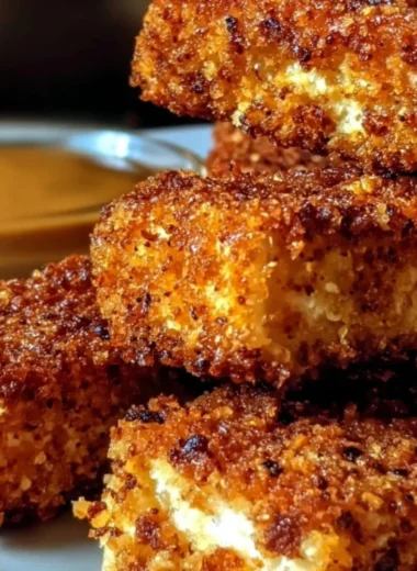 Crispy baked honey mustard tofu tenders ready to serve