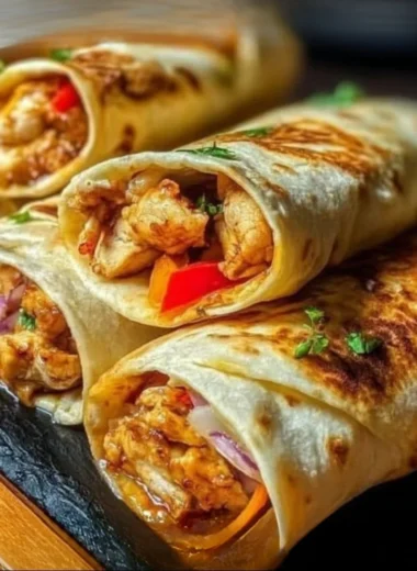 Delicious Firecracker Chicken Wraps with spicy chicken and fresh veggies