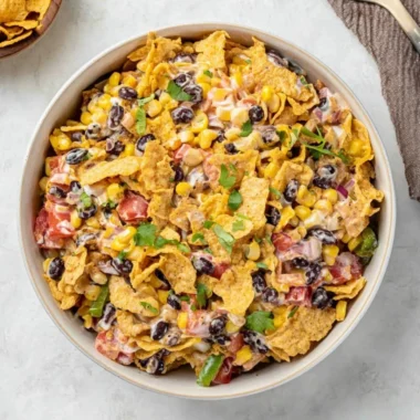 Delicious Frito Corn Salad served in a colorful bowl