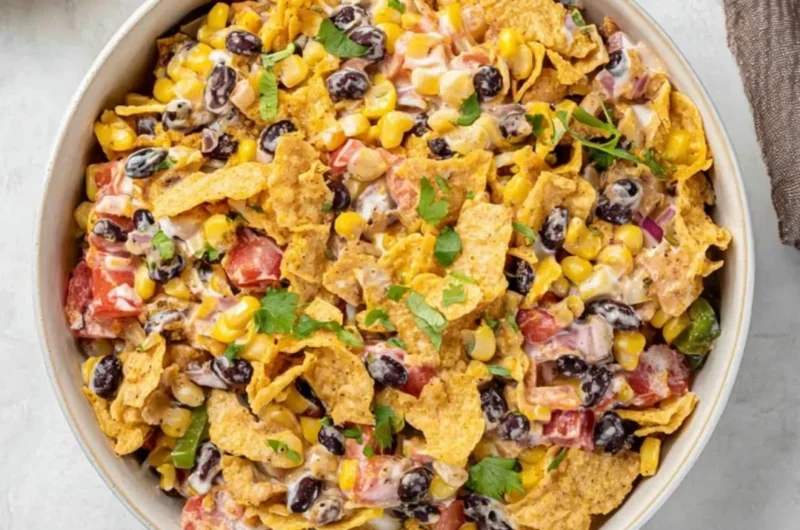 Delicious Frito Corn Salad served in a colorful bowl