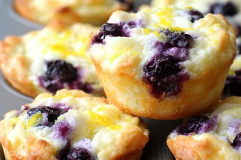 Lemon blueberry protein bites on a plate, healthy snack rich in protein.