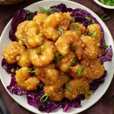 Crispy Air Fryer Bang Bang Shrimp served with a spicy sauce