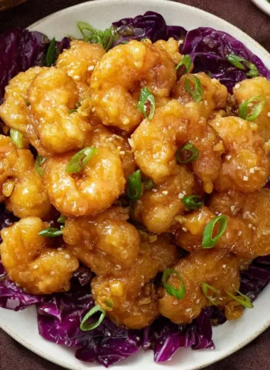 Crispy Air Fryer Bang Bang Shrimp served with a spicy sauce