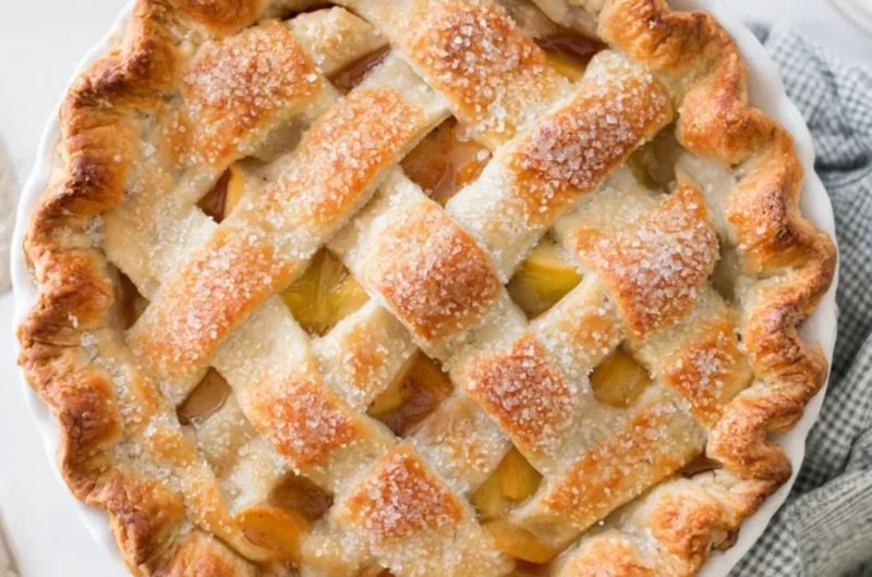 Delicious homemade apple pie with golden crust and fresh apples