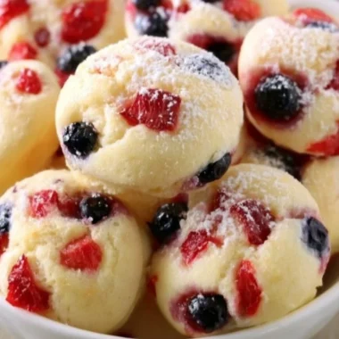 Delicious berry protein pancake bites fresh on a plate