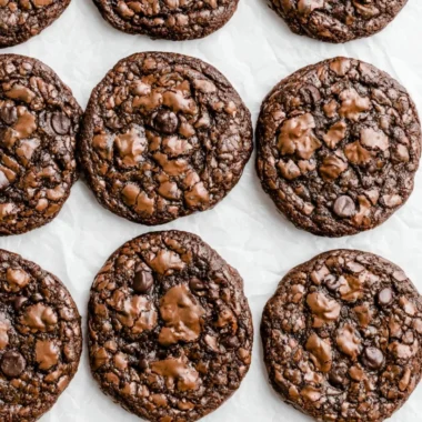 Freshly baked brownie mix cookies on a cooling rack