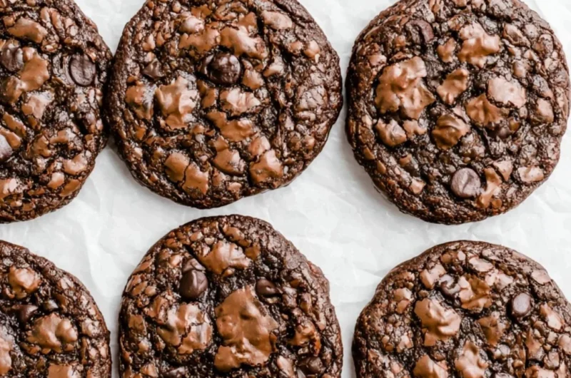 Freshly baked brownie mix cookies on a cooling rack
