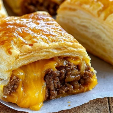 Savory cheeseburger pockets filled with beef and cheese, ready to eat.