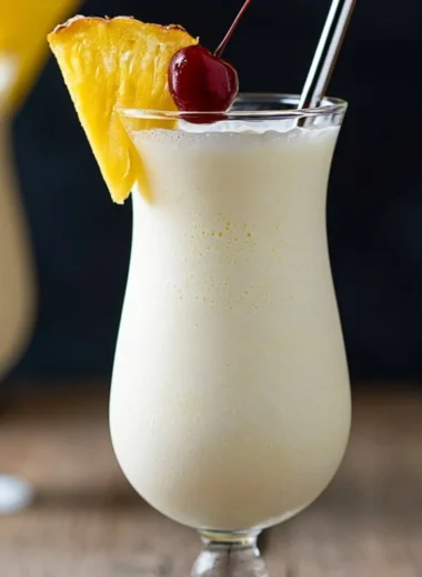 Classic Piña Colada cocktail with pineapple and coconut