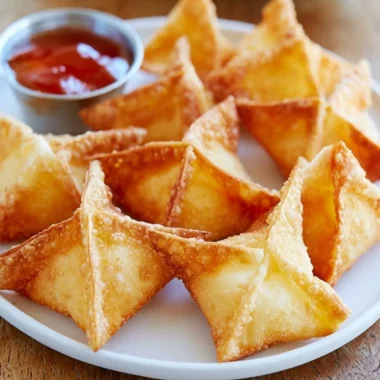 Crispy Crab Rangoon filled with creamy crab mixture, perfect appetizer.