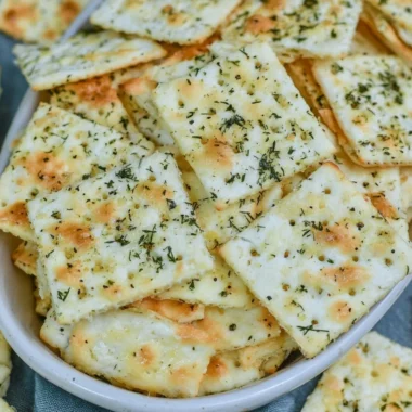Crunchy dill pickle saltine crackers ready to snack on.