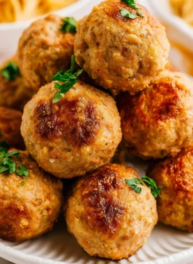 Delicious air fryer turkey meatballs served in a bowl