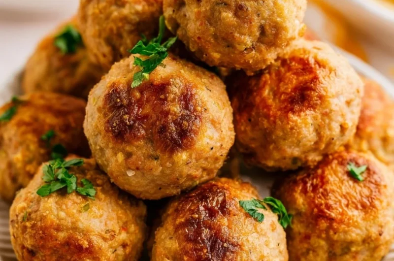 Delicious air fryer turkey meatballs served in a bowl