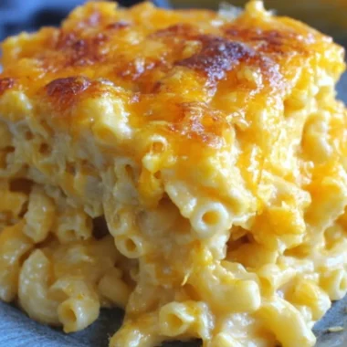 Delicious baked mac and cheese topped with golden breadcrumbs