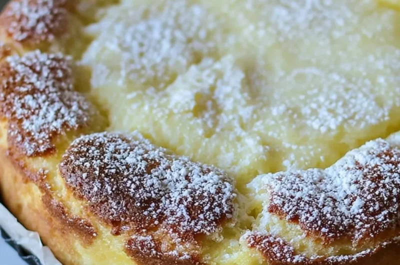Delicious homemade French Butter Cake with a golden crust and buttery flavor.