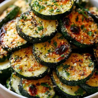 Delicious Garlic Parmesan Roasted Zucchini served in a bowl