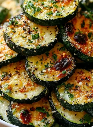 Delicious Garlic Parmesan Roasted Zucchini served in a bowl