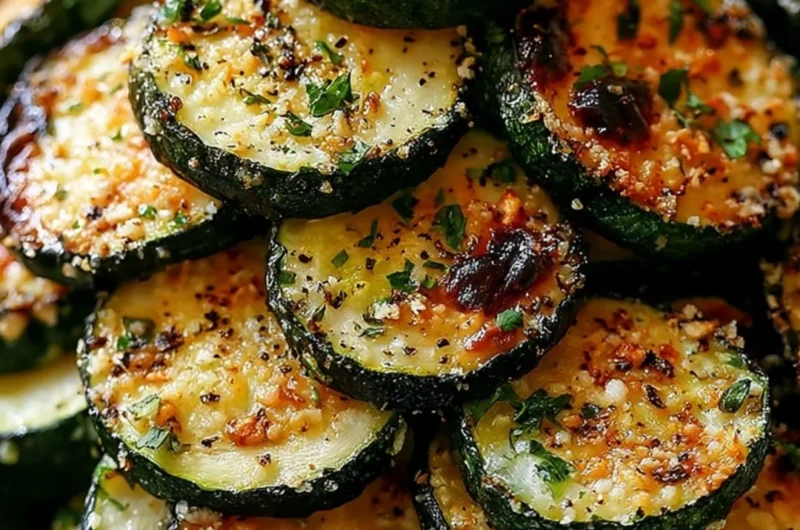 Delicious Garlic Parmesan Roasted Zucchini served in a bowl
