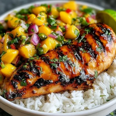 Delicious Honey Lime Chicken served with fresh Mango Salsa