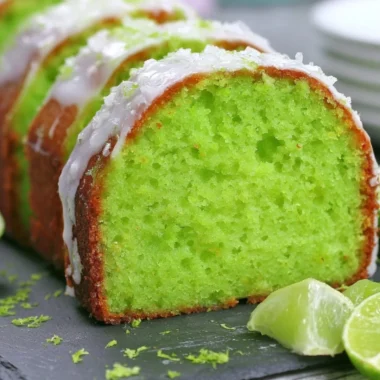 Delicious Key Lime Poke Cake topped with whipped cream and lime slices