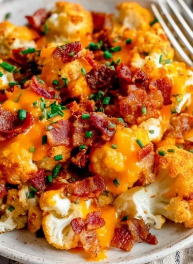 Delicious loaded cauliflower bites topped with cheese and herbs
