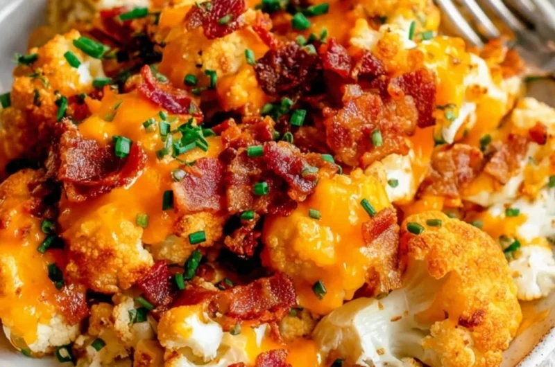 Delicious loaded cauliflower bites topped with cheese and herbs