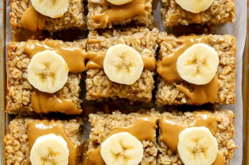 Delicious Peanut Butter Banana Baked Oatmeal in a bowl