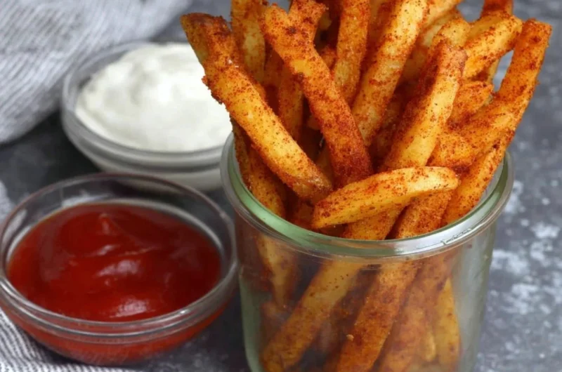 Bowl of homemade Popeyes Cajun Fries seasoned and crispy
