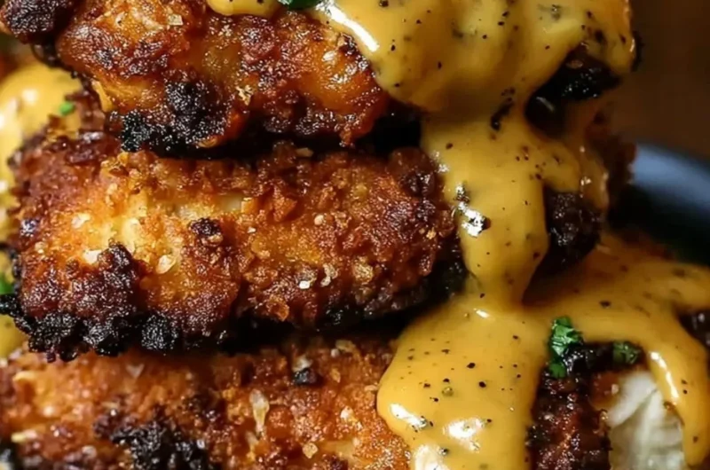 Delicious Pretzel Chicken served with dipping sauce