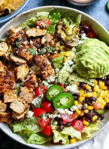 Colorful Santa Fe Salad with fresh vegetables and beans in a bowl.