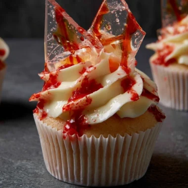Delicious Bloody Halloween Cupcakes decorated for a spooky celebration