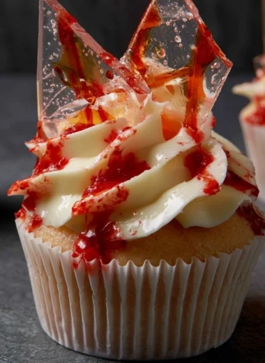 Delicious Bloody Halloween Cupcakes decorated for a spooky celebration