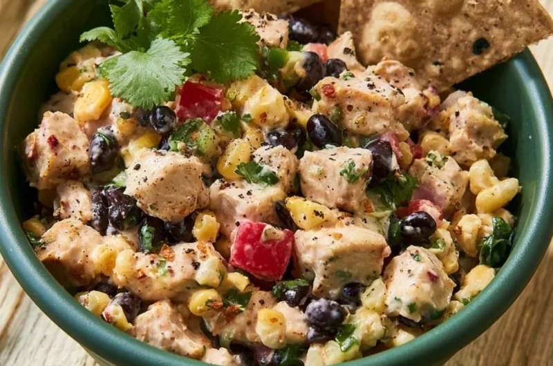 Chopped Southwest Chicken Salad with grilled chicken, fresh veggies, and a zesty dressing.