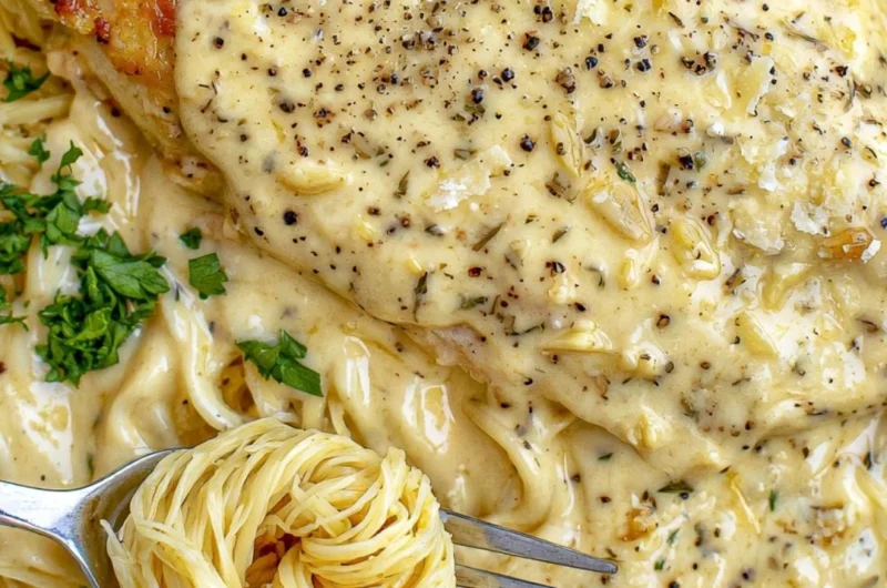 Crock Pot Angel Chicken recipe with creamy sauce and tender meat.