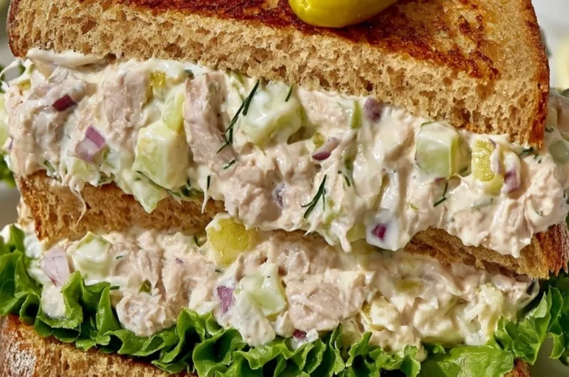 Panera Tuna Salad Sandwich served on fresh bread with vegetables