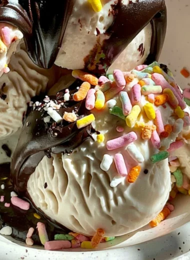 Viral cottage cheese ice cream served in a bowl with toppings