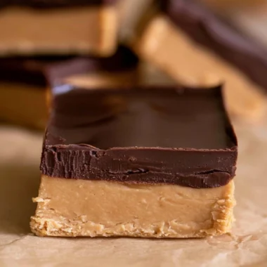 Delicious Buckeye Bars made with chocolate and peanut butter.