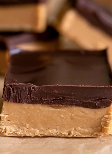 Delicious Buckeye Bars made with chocolate and peanut butter.