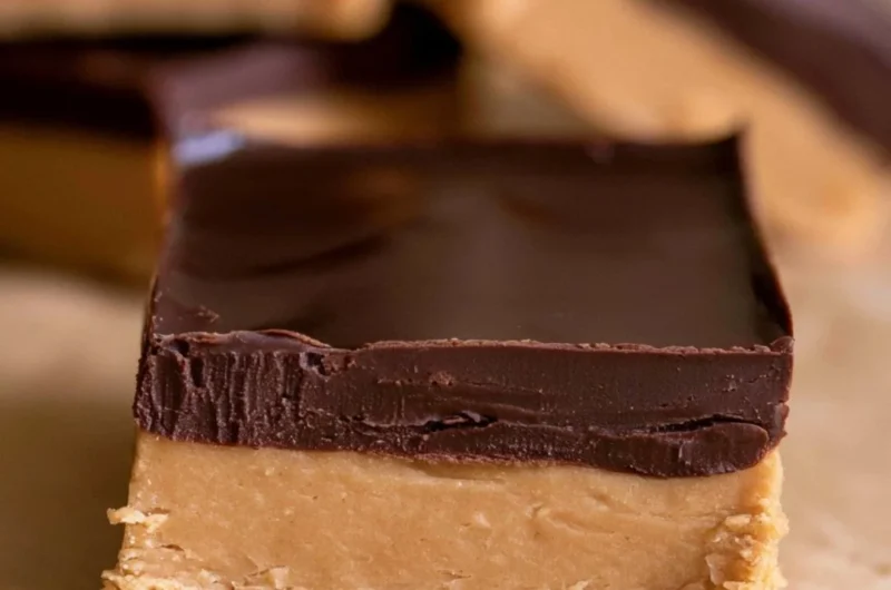Delicious Buckeye Bars made with chocolate and peanut butter.