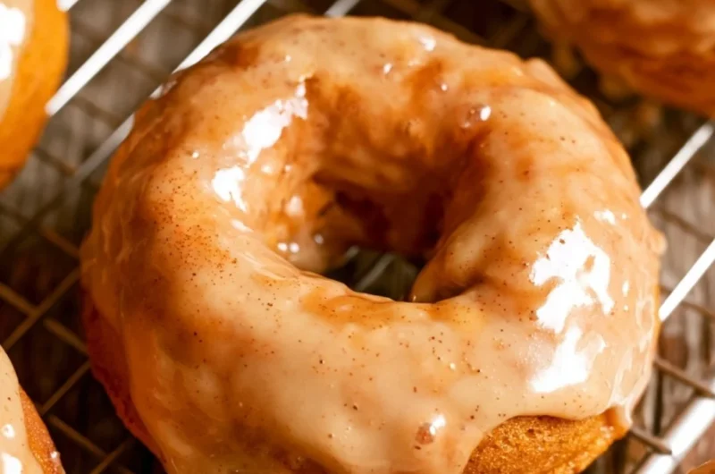 Delicious vegan pumpkin donuts topped with glaze and spices